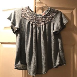 Blue Cape Juby lace top with keyhole back